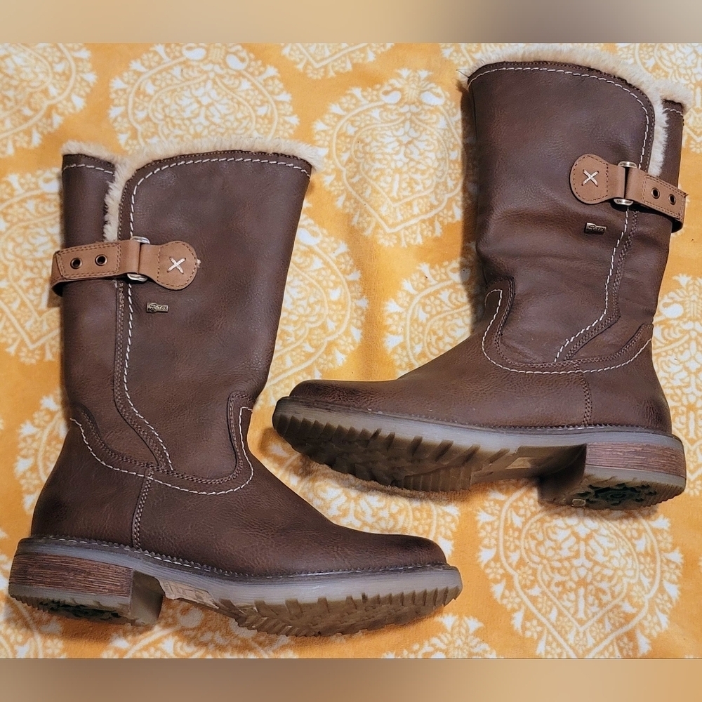 Spring Step Mireya Waterproof Quilted Tall Boots Side Zipper Faux Fur 36G (6W)
